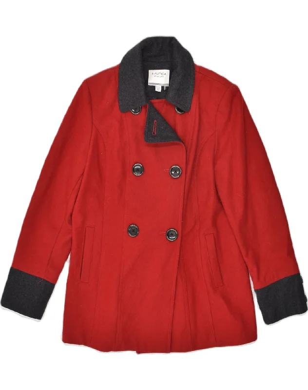 Women's Wardrobe Apparel NAUTICA Womens Pea Coat UK 16 Large Red Wool