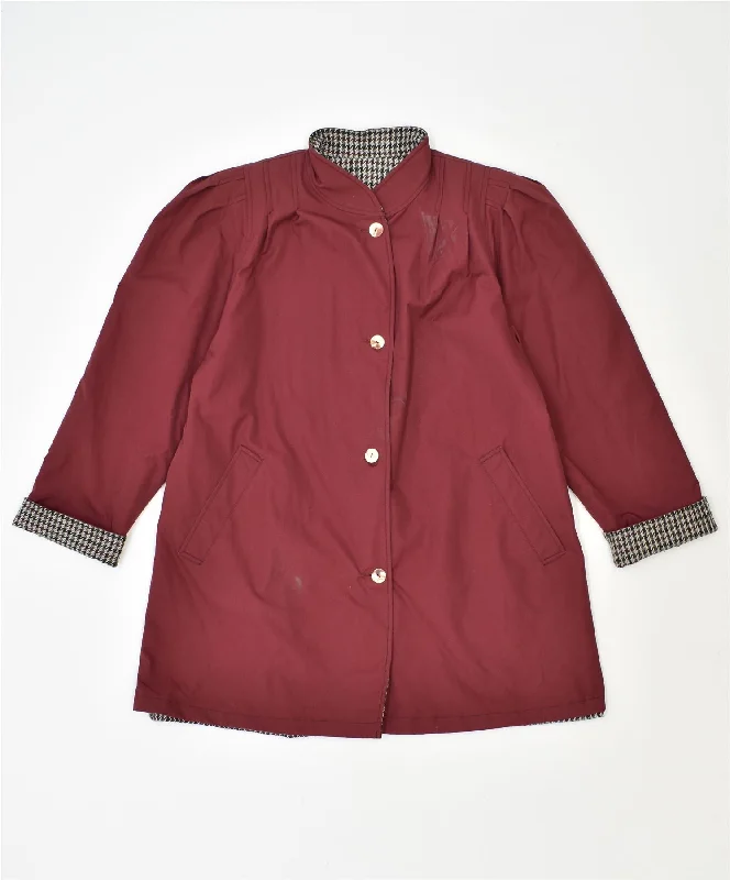 Sophisticated Style VINTAGE Womens Overcoat UK 14 Large Maroon Polyester
