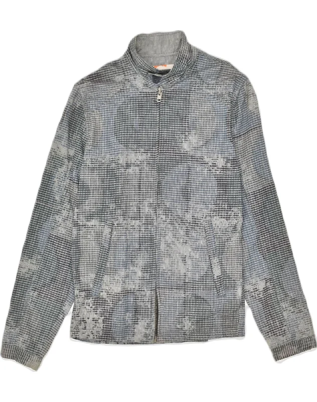Flash Sale Event DESIGUAL Womens Bomber Jacket UK 12 Medium Grey Geometric Cotton