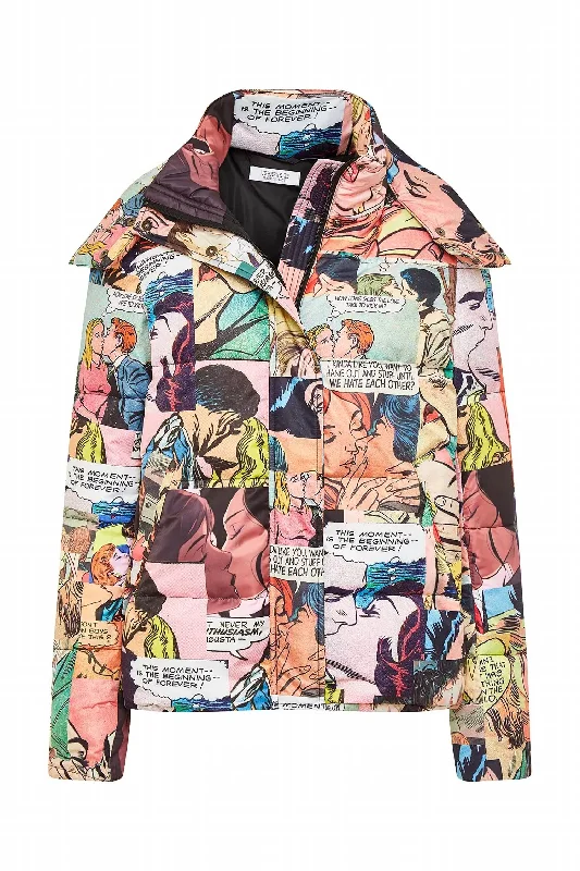 Timeless Women's Clothing Comic Print Down Jacket In To8 Kiss