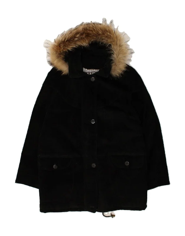 Women's Outfit For The Office ANDREA MARE Womens Hooded Leather Coat IT 44 Medium Black Leather Women's Outfit For The Office ANDREA MARE Womens Hooded Leather Coat IT 44 Medium Black Leather