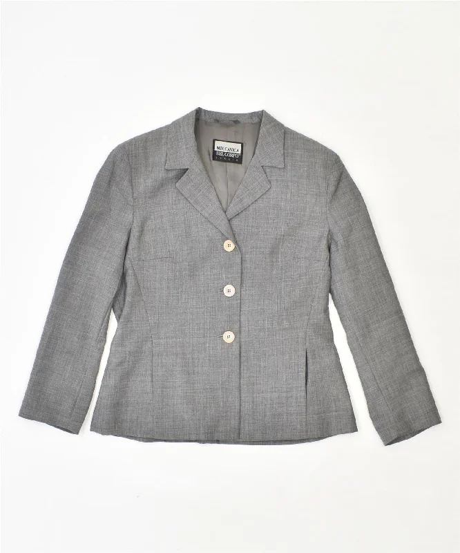 Women's Clothing With Trendy Designs MECCANICA Womens 3 Button Blazer Jacket IT 46 Large Grey Virgin Wool Women's Clothing With Trendy Designs MECCANICA Womens 3 Button Blazer Jacket IT 46 Large Grey Virgin Wool