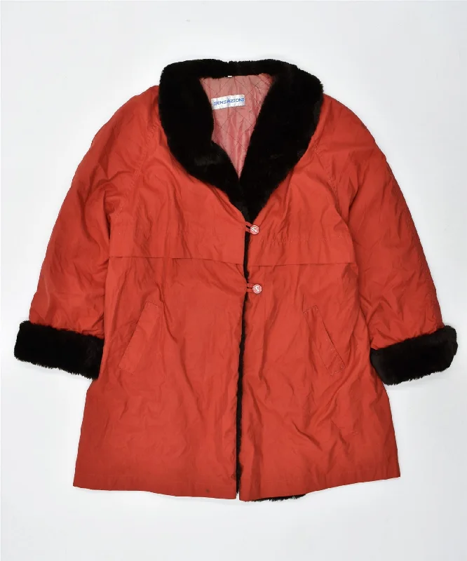 Casual Chic Women's Clothes SENSAZIONI Womens Overcoat UK 18 XL Red Vintage