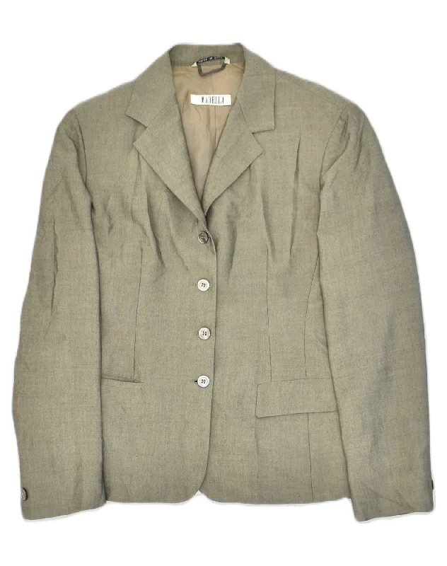 Summer Sale MARELLA Womens 4 Button Blazer Jacket UK 12 Medium Khaki Viscose