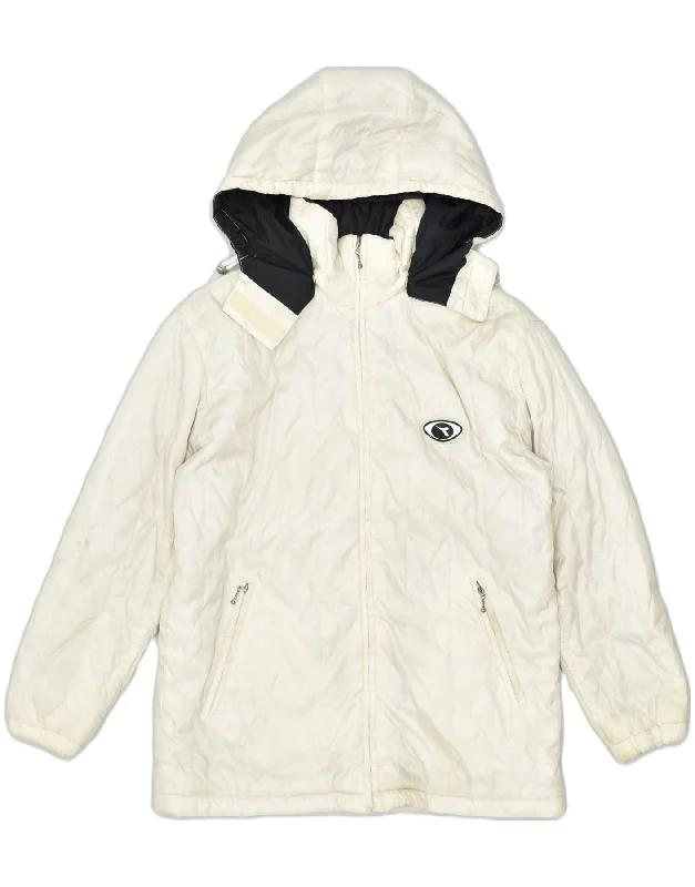 Luxury Women's Clothing DIADORA Womens Hooded Windbreaker Jacket UK 16 Large Off White Polyamide Luxury Women's Clothing DIADORA Womens Hooded Windbreaker Jacket UK 16 Large Off White Polyamide