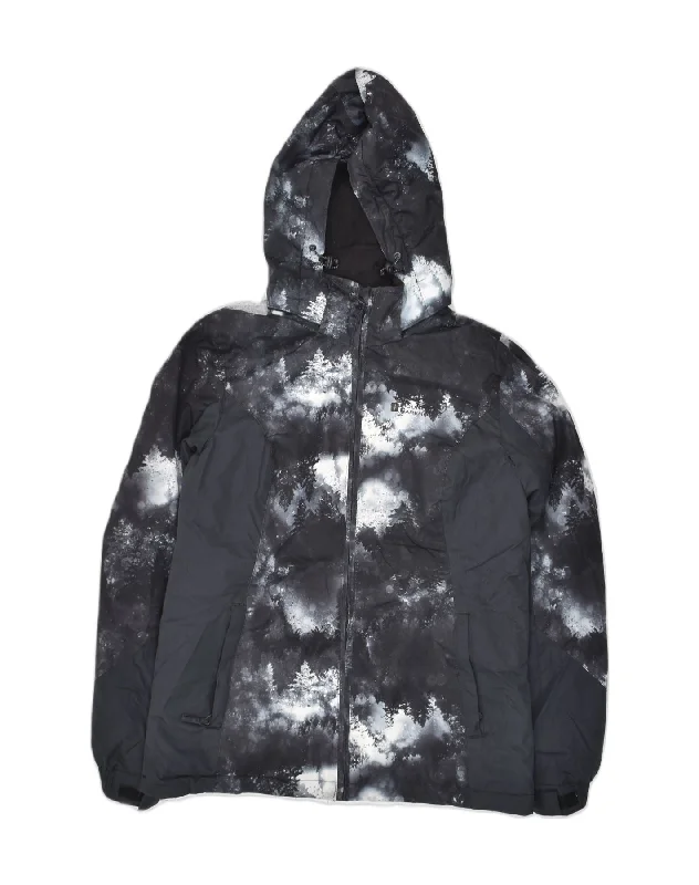 Trendy Online Boutiques MOUNTAIN WAREHOUSE Womens Hooded Rain Jacket UK 8 Small  Black Tie Dye