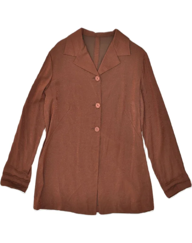 Flash Sale Event VINTAGE Womens 3 Button Blazer Jacket UK 18 XL Brown Viscose