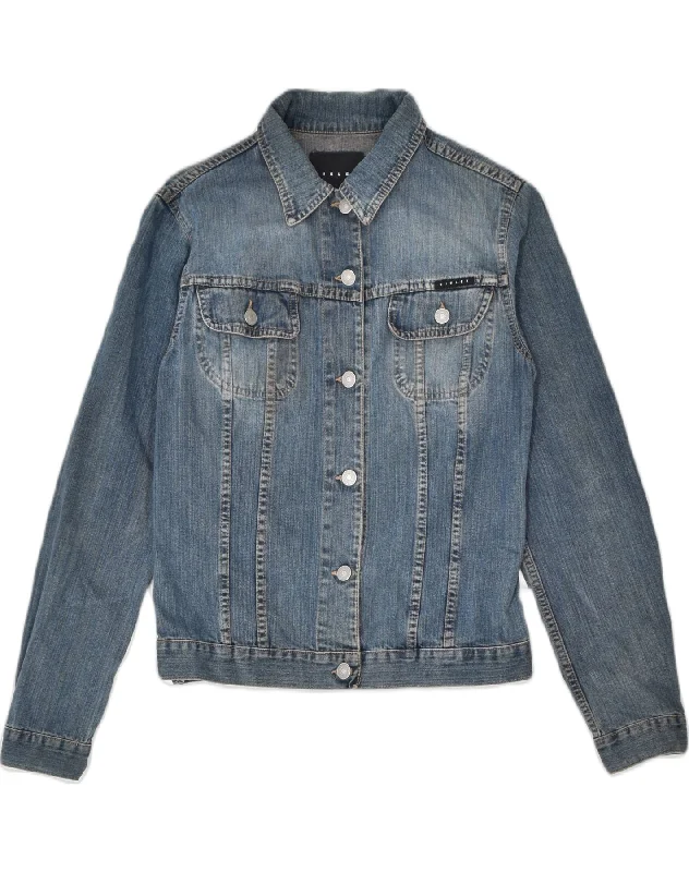 Women's Holiday Attire SISLEY Womens Denim Jacket UK 12 Medium Blue Cotton