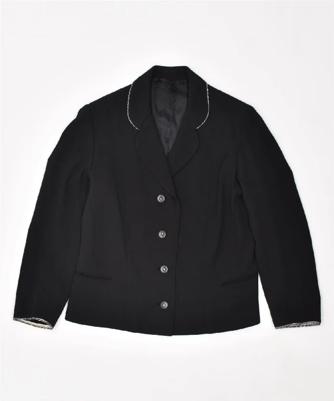 Women's Comfortable Clothes For Weekends VINTAGE Womens 4 Button Blazer Jacket UK 12 Medium Black Women's Comfortable Clothes For Weekends VINTAGE Womens 4 Button Blazer Jacket UK 12 Medium Black