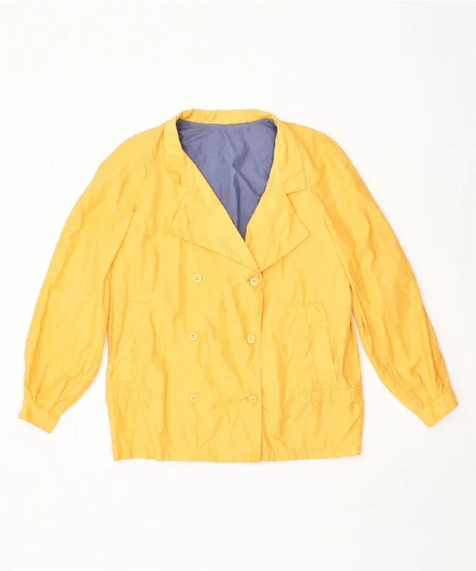 Clearance Sale VINTAGE Womens Double Breasted Overcoat UK 16 Large Yellow