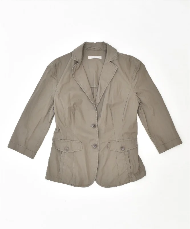 Sustainable Women's Clothing STEFANEL Womens 3/4 Sleeve 2 Button Blazer Jacket UK 10 Small Brown Cotton Sustainable Women's Clothing STEFANEL Womens 3/4 Sleeve 2 Button Blazer Jacket UK 10 Small Brown Cotton