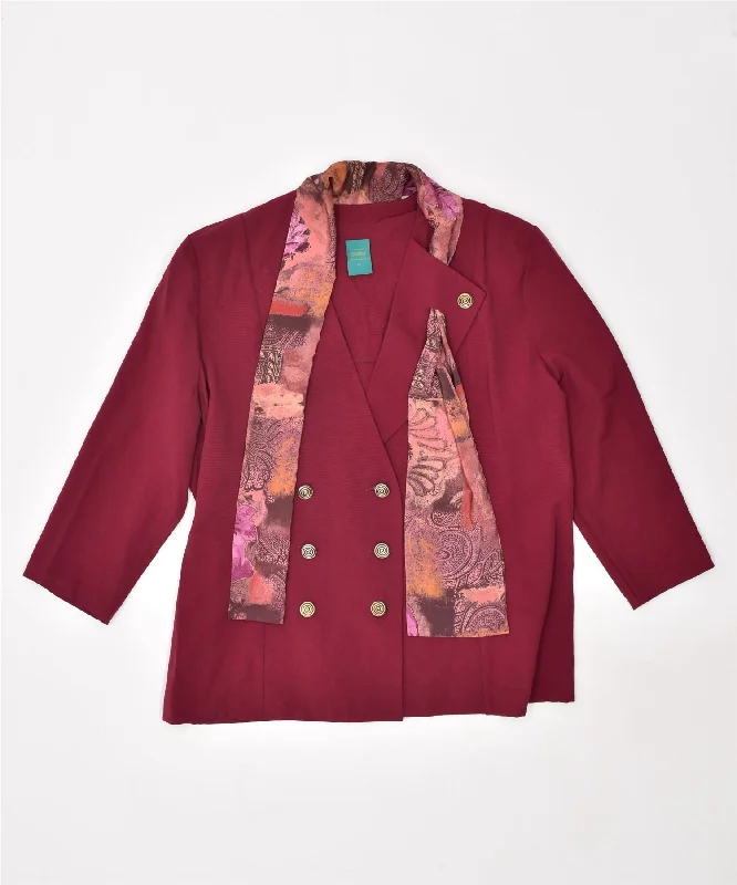 Women's Cozy Clothes CANDA Womens Double Breasted Blazer Jacket UK 18 XL Maroon Viscose Vintage Women's Cozy Clothes CANDA Womens Double Breasted Blazer Jacket UK 18 XL Maroon Viscose Vintage