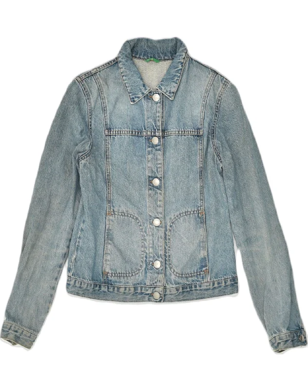 Women's Evening Wear Outfit BENETTON Womens Denim Jacket UK 8 Small Blue Cotton