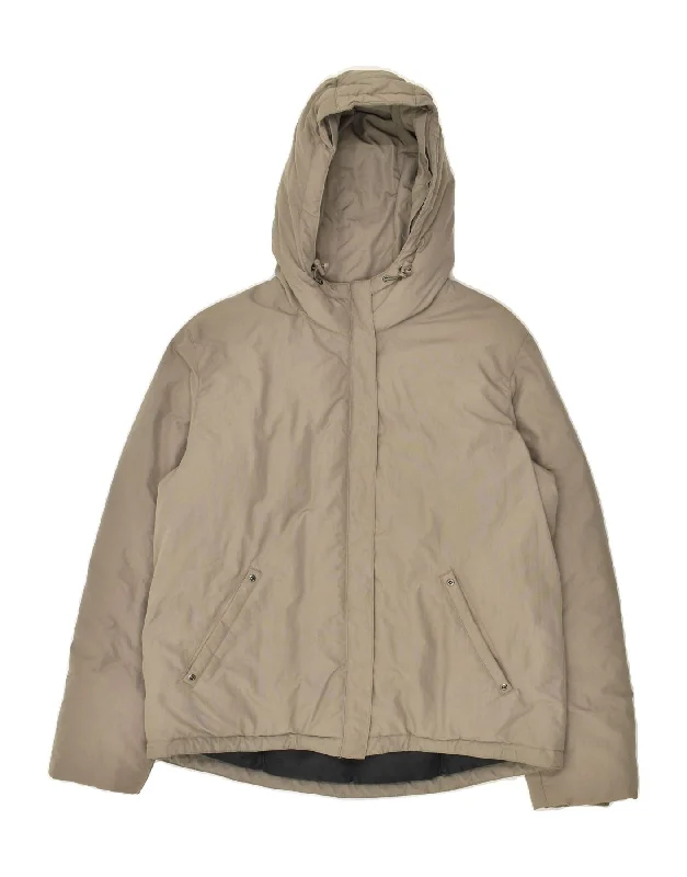 Vintage Women's Fashion LOTTO Womens Hooded Padded Jacket UK 16 Large Grey Nylon