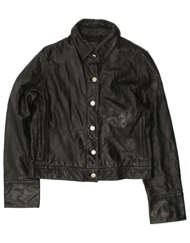 Bold Prints Casual Chic BANANA REPUBLIC Womens Bomber Leather Jacket UK 14 Medium Black Leather Bold Prints Casual Chic BANANA REPUBLIC Womens Bomber Leather Jacket UK 14 Medium Black Leather