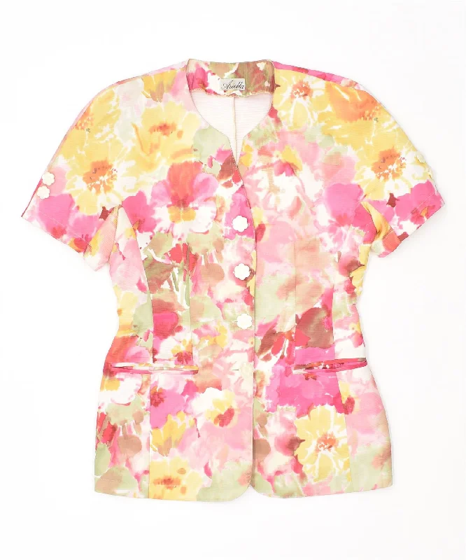 Comfortable Women's Apparel ARIELLA Womens 4 Button Blazer Jacket UK 12 Medium Multicoloured Floral Comfortable Women's Apparel ARIELLA Womens 4 Button Blazer Jacket UK 12 Medium Multicoloured Floral