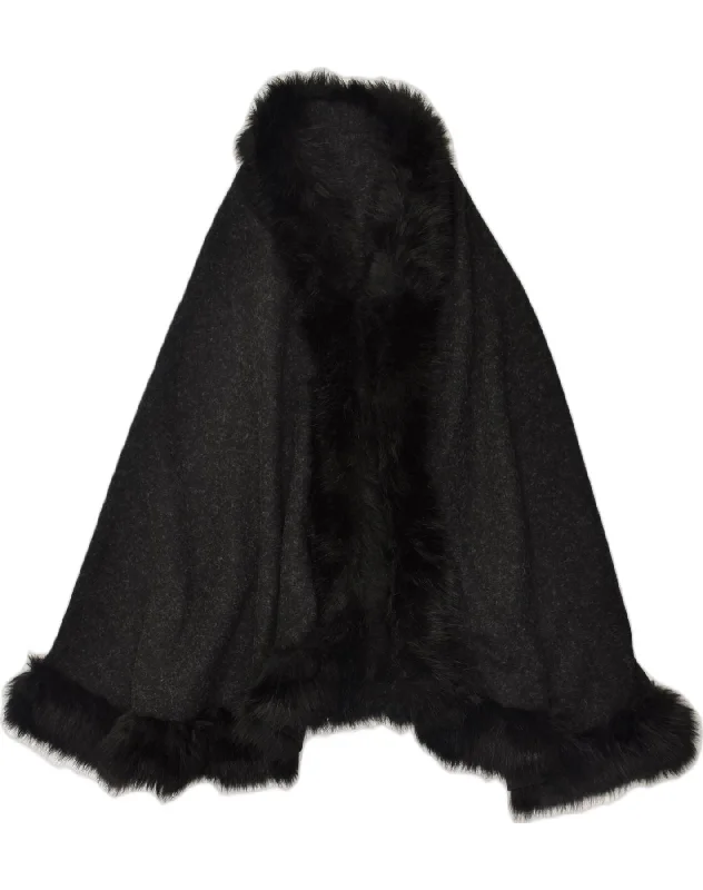 Women's Professional Clothes NUNA LIE Womens Poncho Coat One size Black Acrylic
