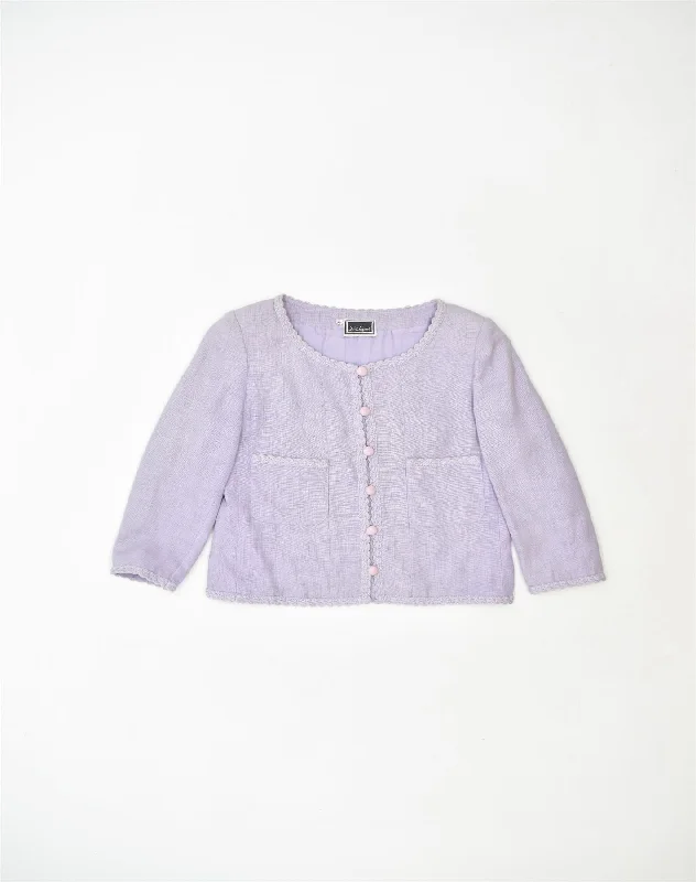 Plus Size Women's Fashion LUISA SPAGNOLI Womens 6 Button Blazer Jacket IT 42 Medium Purple Linen Plus Size Women's Fashion LUISA SPAGNOLI Womens 6 Button Blazer Jacket IT 42 Medium Purple Linen