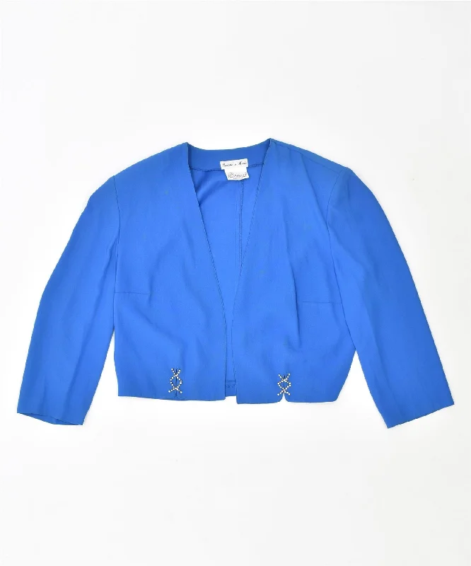Comfortable Women's Outfits ARABESQUE Womens Crop Blazer Jacket EU 44 XL Blue Vintage Comfortable Women's Outfits ARABESQUE Womens Crop Blazer Jacket EU 44 XL Blue Vintage