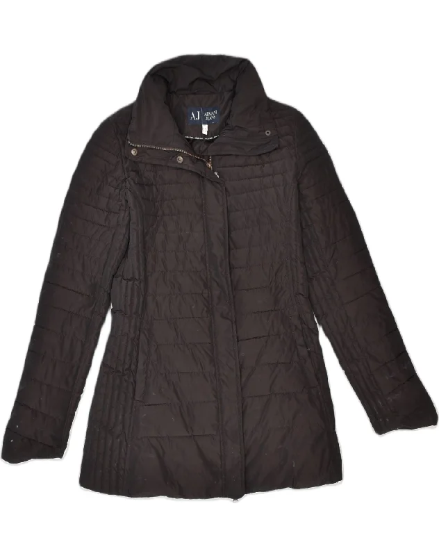 Chic Women's Clothing for Date Nights ARMANI JEANS Womens Padded Jacket US 6 Medium Brown Polyester Chic Women's Clothing for Date Nights ARMANI JEANS Womens Padded Jacket US 6 Medium Brown Polyester