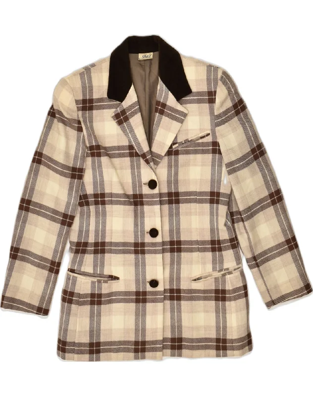 Fashion-forward Women's Clothing SHARI Womens 3 Button Blazer Jacket IT 42 Medium Brown Check Cupro Fashion-forward Women's Clothing SHARI Womens 3 Button Blazer Jacket IT 42 Medium Brown Check Cupro