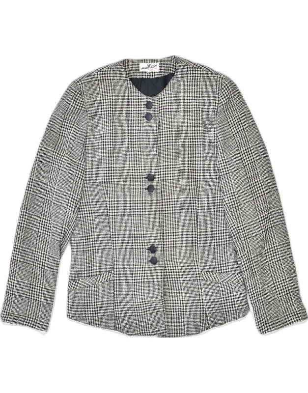 Earthy Tones VINTAGE Womens 4 Button Blazer Jacket EU 46 XL Black Houndstooth