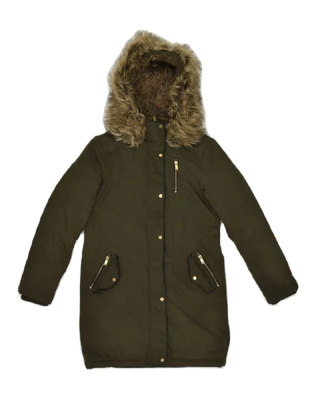 Women's Stylish Outdoor Outfit OASIS Womens Hooded Parka Jacket UK 6 XS Khaki Polyester Women's Stylish Outdoor Outfit OASIS Womens Hooded Parka Jacket UK 6 XS Khaki Polyester