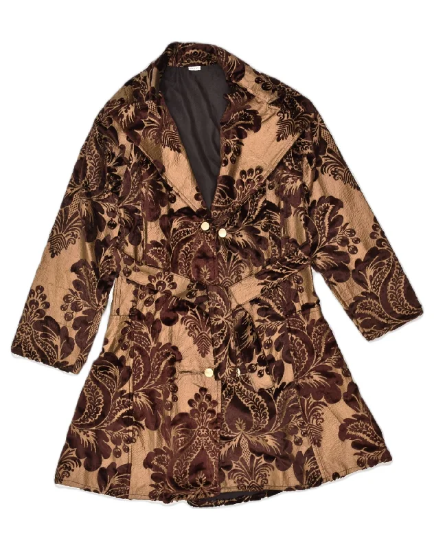 Timeless Women's Fashion Styles VINTAGE Womens Overcoat UK 12 Medium Brown Floral
