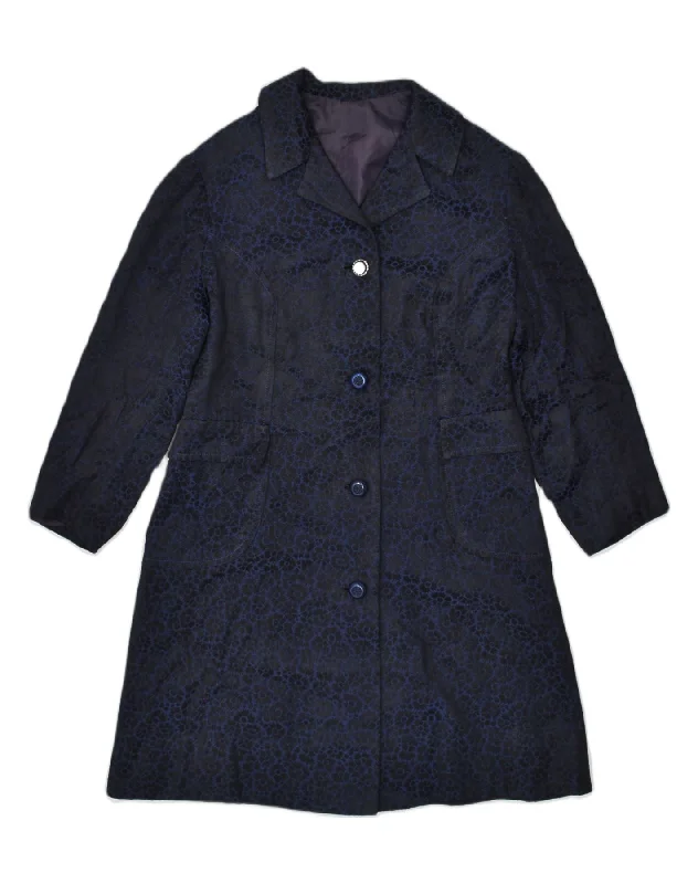 Women's Effortless Casual Outfit VINTAGE Womens Overcoat UK 12 Medium Navy Blue Floral Cotton Women's Effortless Casual Outfit VINTAGE Womens Overcoat UK 12 Medium Navy Blue Floral Cotton