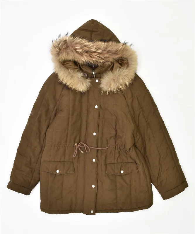 Women's Stylish Professional Apparel ANDREA MARE Womens Hooded Parka Jacket UK 10 Small Khaki Vintage Women's Stylish Professional Apparel ANDREA MARE Womens Hooded Parka Jacket UK 10 Small Khaki Vintage