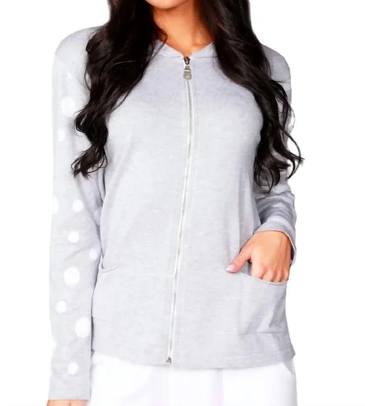 Women's Fashion Clothing Zip Bomber Jacket In Silver