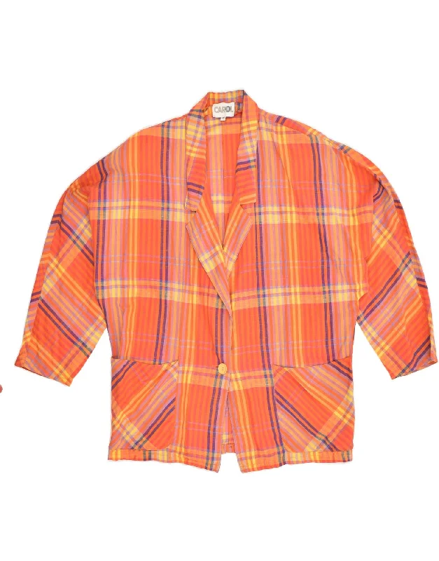 Women's Elegant Evening Outfit CAROL Womens 3/4 Sleeve 1 Button Blazer Jacket IT 46 Large Orange Check Women's Elegant Evening Outfit CAROL Womens 3/4 Sleeve 1 Button Blazer Jacket IT 46 Large Orange Check