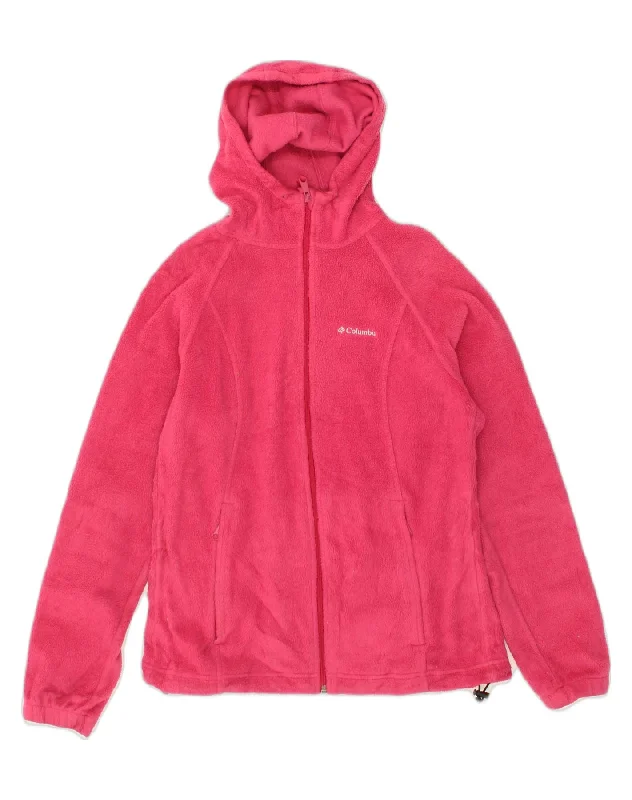 Women Clothes COLUMBIA Womens Hooded Fleece Jacket UK 10 Small Pink Polyester