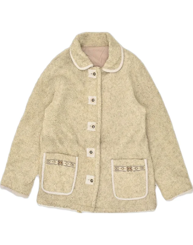 Women's High-End Clothing VINTAGE Womens Fleece Jacket UK 14 Large Beige