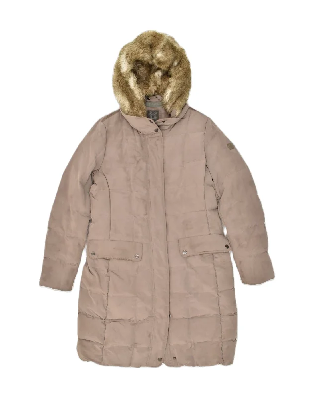 Designer Women's Fashion Online GEOX Womens Hooded Padded Coat UK 14 Large Beige Polyester Designer Women's Fashion Online GEOX Womens Hooded Padded Coat UK 14 Large Beige Polyester