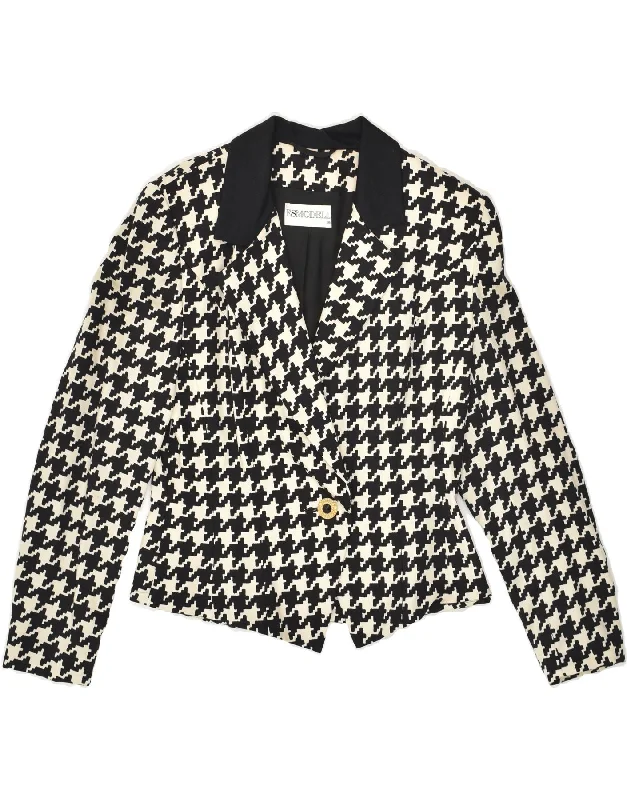 Women's Vacation Attire VINTAGE Womens 1 Button Blazer Jacket EU 38 Medium Black Houndstooth Women's Vacation Attire VINTAGE Womens 1 Button Blazer Jacket EU 38 Medium Black Houndstooth