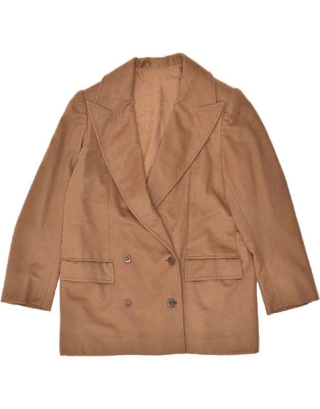 Sustainable Women's Apparel VINTAGE Womens Double Breasted Coat UK 16 Large Brown