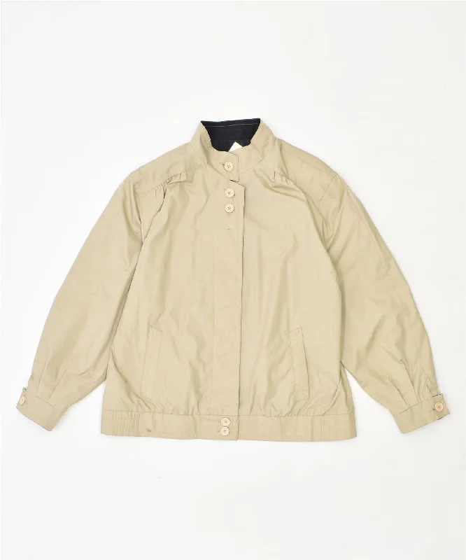 Clothes Woman VINTAGE Womens Bomber Jacket EU 44 XL Beige Polyester