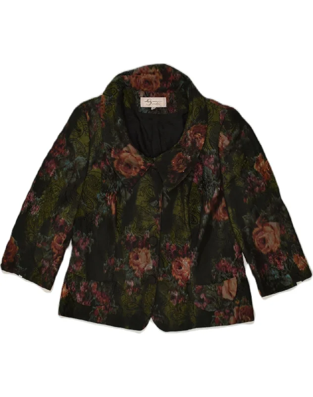 Women's Formal Wear VINTAGE Womens 4 Button Blazer Jacket IT 42 Medium Green Floral