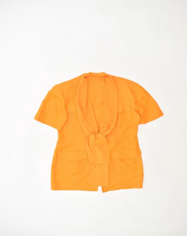 Vintage Women's Fashion VINTAGE Womens Short Sleeve Blazer Jacket UK 18 XL Yellow Cotton Vintage Women's Fashion VINTAGE Womens Short Sleeve Blazer Jacket UK 18 XL Yellow Cotton