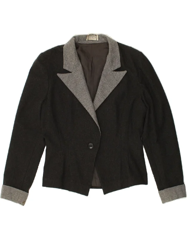 Premium Fabrics LUISA SPAGNOLI Womens 1 Button Blazer Jacket UK 14 Medium Grey Colourblock Premium Fabrics LUISA SPAGNOLI Womens 1 Button Blazer Jacket UK 14 Medium Grey Colourblock