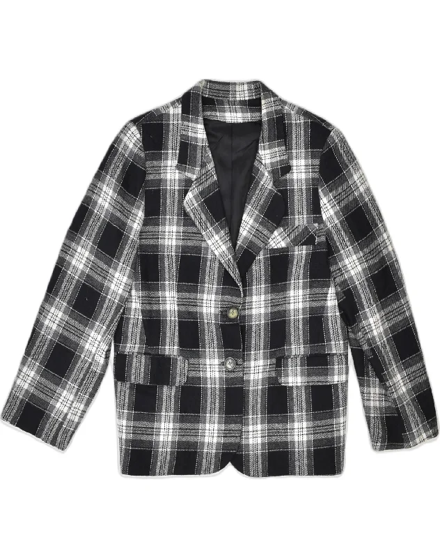 Timeless Women's Apparel VINTAGE Womens 2 Button Blazer Jacket IT 50 XL Black Check Wool Timeless Women's Apparel VINTAGE Womens 2 Button Blazer Jacket IT 50 XL Black Check Wool