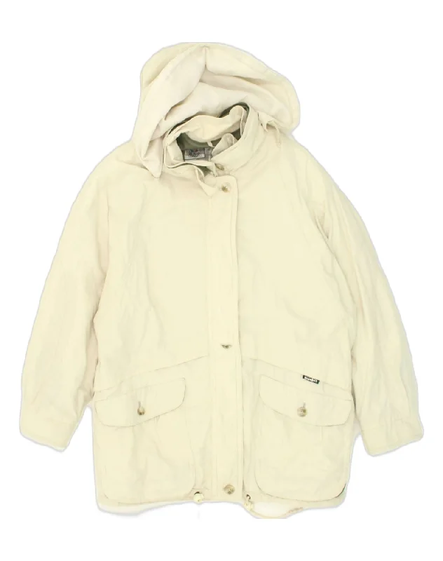 Street Style Fashion VINTAGE Womens Hooded Windbreaker Jacket EU 42 Large Off White Cotton Street Style Fashion VINTAGE Womens Hooded Windbreaker Jacket EU 42 Large Off White Cotton