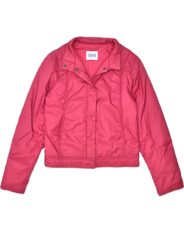 Clothing Store ONYX Womens Bomber Jacket UK 14 Medium Pink Polyamide