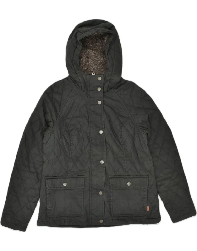 Women's Clothes For Outdoor Events FAT FACE Womens Hooded Quilted Jacket UK 12 Medium Green Cotton