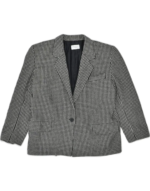 Women's Seasonal Attire VINTAGE Womens 1 Button Blazer Jacket EU 42 Large Grey Check Wool Classic Women's Seasonal Attire VINTAGE Womens 1 Button Blazer Jacket EU 42 Large Grey Check Wool Classic
