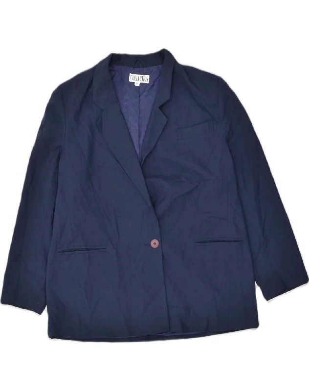 Vintage-Inspired Women's Clothes COLLECTION Womens 1 Button Blazer Jacket IT 48 XL Navy Blue Vintage-Inspired Women's Clothes COLLECTION Womens 1 Button Blazer Jacket IT 48 XL Navy Blue