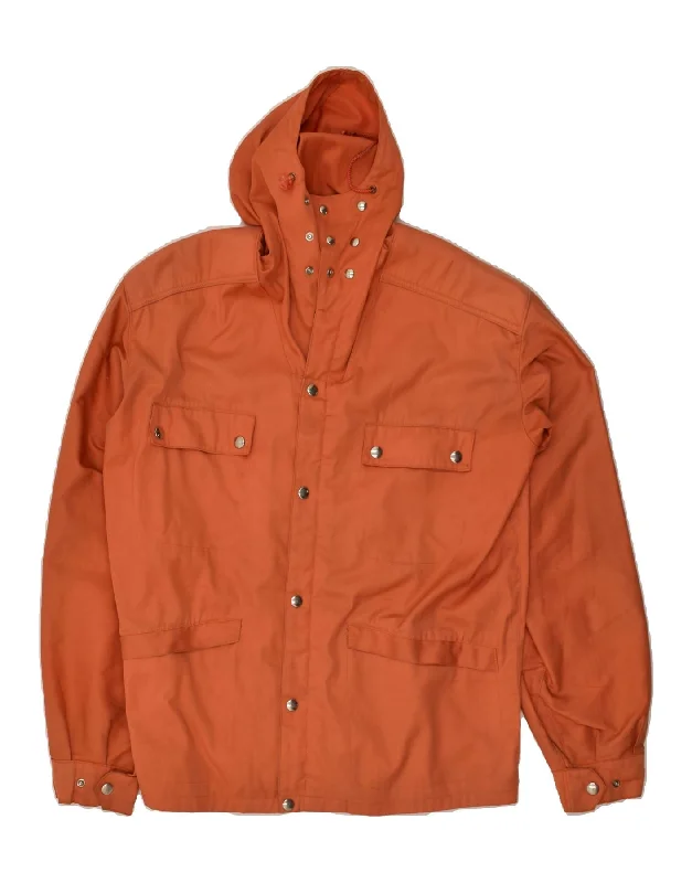 Women's Office Attire VINTAGE Womens Hooded Utility Jacket EU 48 2XL Orange