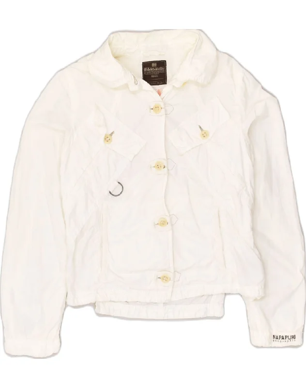 Casual Fashion NAPAPIJRI Womens Bomber Jacket UK 14 Medium White Cotton