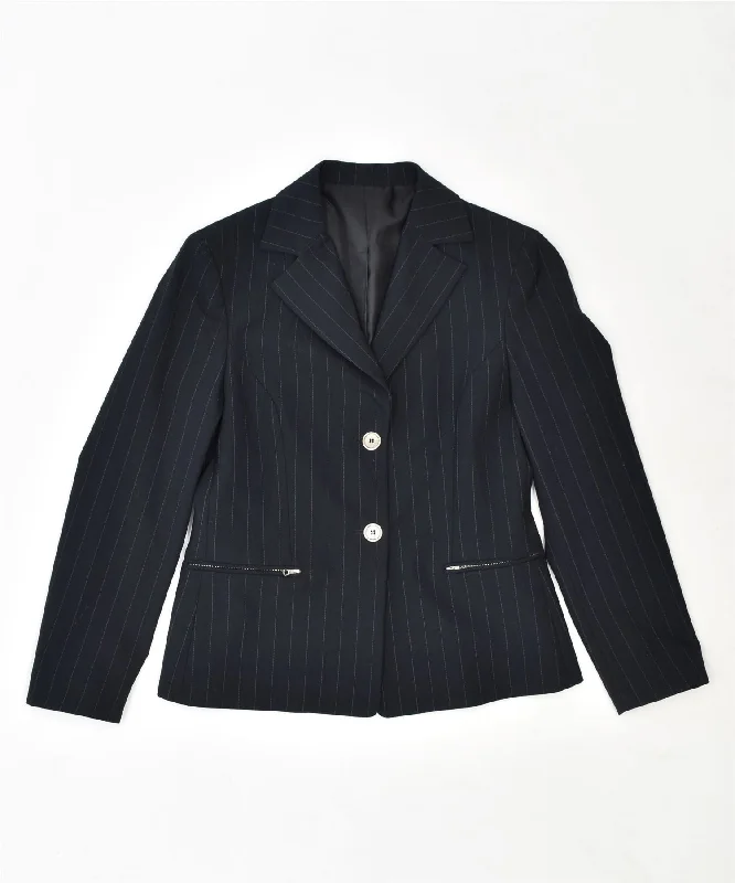 Affordable Luxury Women's Apparel VINTAGE Womens 2 Button Blazer Jacket IT 44 Medium Navy Blue Polyester Affordable Luxury Women's Apparel VINTAGE Womens 2 Button Blazer Jacket IT 44 Medium Navy Blue Polyester